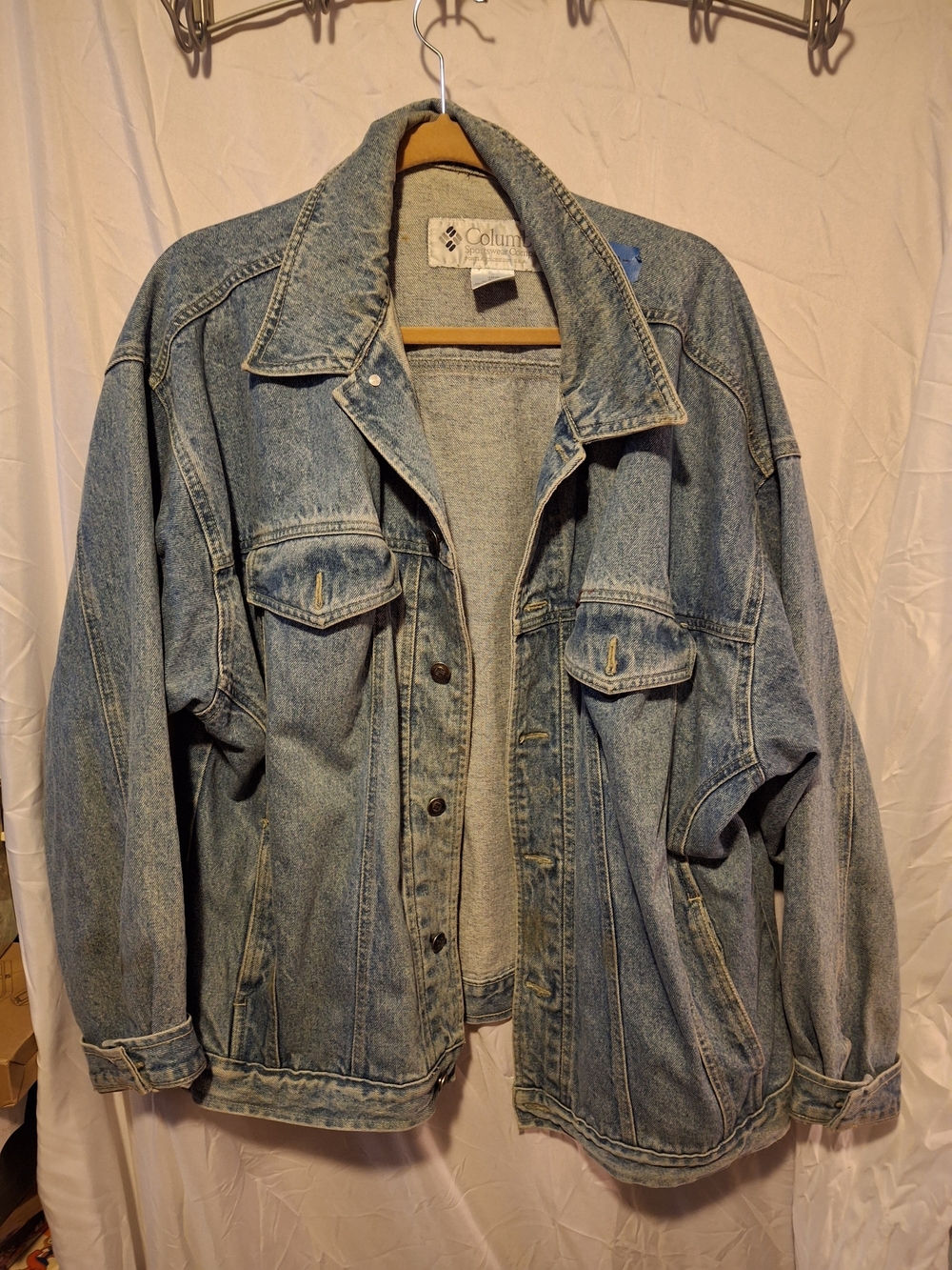Vintage Columbia Blue Trucker Denim Jacket Size Large Men's Casual Shirt Jacket